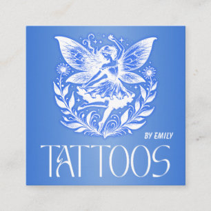 Celestial Tattoo Salon Moon Holographic Vierkante Visitekaartje