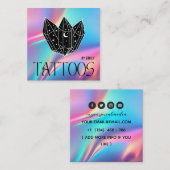 Celestial Tattoo Salon Moon Holographic Vierkante Visitekaartje (Voorkant / Achterkant)