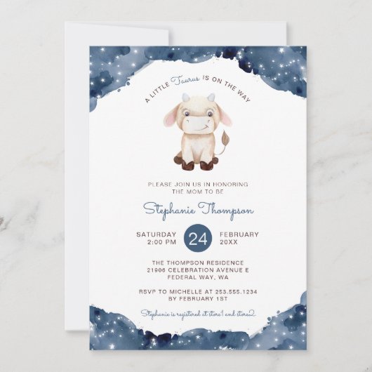 Celestial Taurus Astrologie Teken Baby shower Kaart (Voorkant)