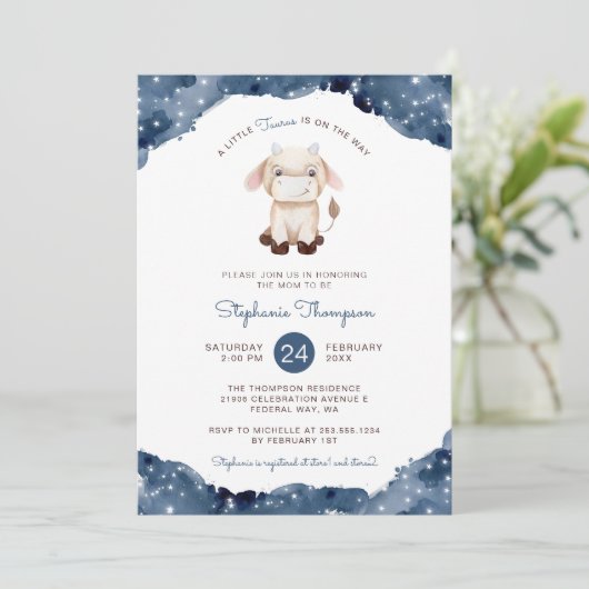 Celestial Taurus Astrologie Teken Baby shower Kaart (Staand voorkant)