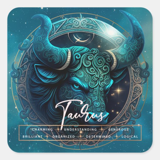 Celestial Taurus Fantasy Zodiac Sticker (Voorkant)