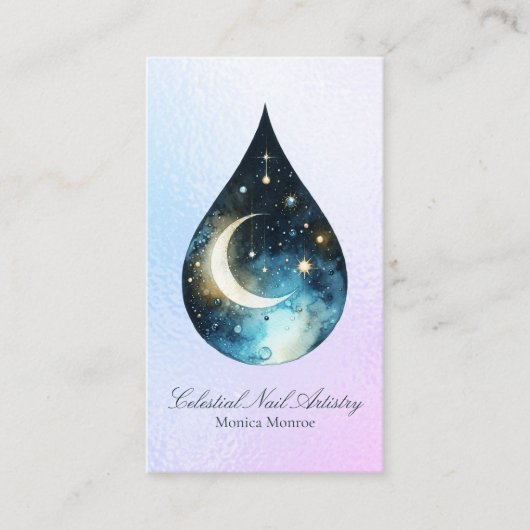 Celestial Themed Nail Artistry Business Card Visitekaartje (Voorkant)