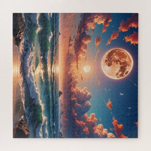 Celestial Tide: Moonlit Ocean Dream Puzzel Legpuzzel (Horizontaal)