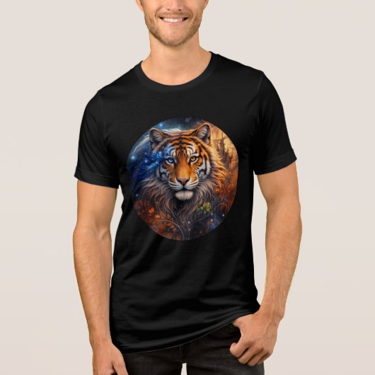 Celestial Tiger – Day and Night Fantasy Art Tri-Blend Shirt (Voorkant)