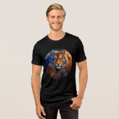 Celestial Tiger – Day and Night Fantasy Art Tri-Blend Shirt (Voorkant volledig)