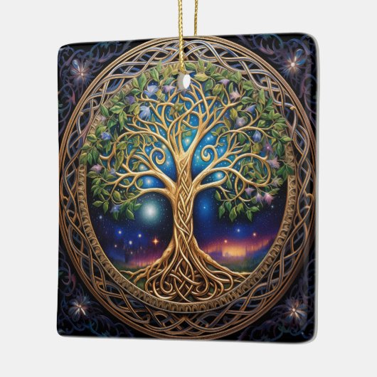 Celestial Tree of Life Keltische knoop Keramisch Ornament (Links)