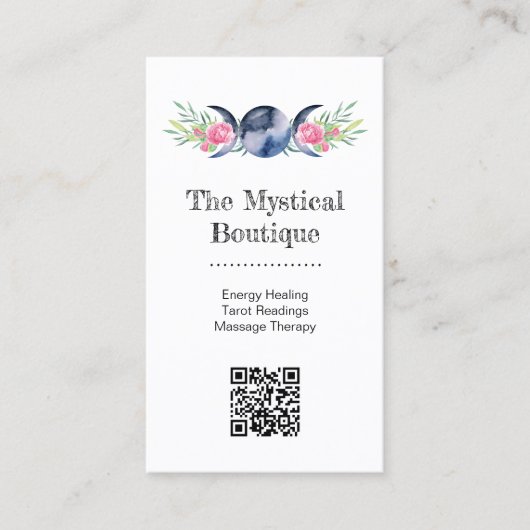 Celestial Triple Moon Godin Metafysical QR Code Visitekaartje (Voorkant)