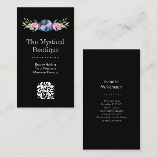 Celestial Triple Moon Godin Metafysical QR Code Visitekaartje (Voorkant / Achterkant)