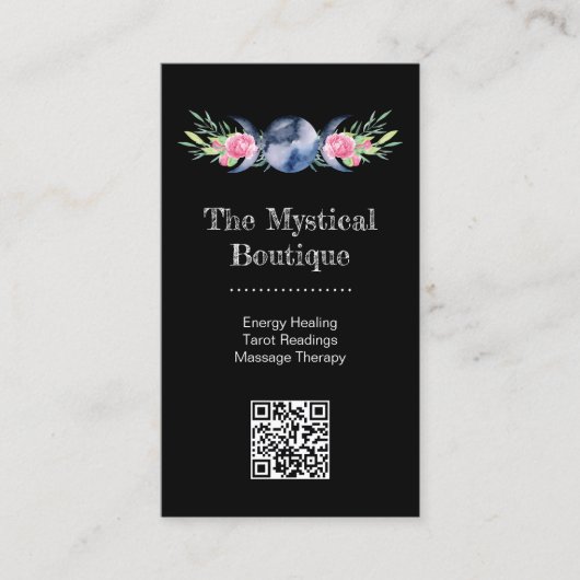 Celestial Triple Moon Godin Metafysical QR Code Visitekaartje (Voorkant)