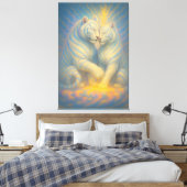 Celestial Twin White Tigers – Divine Love & Spirit Canvas Afdruk (Insitu (Slaapkamer))