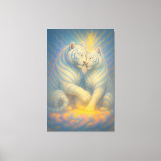 Celestial Twin White Tigers – Divine Love & Spirit Canvas Afdruk (Voorkant)