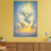 Celestial Twin White Tigers – Divine Love & Spirit Canvas Afdruk (Insitu (Woonkamer))