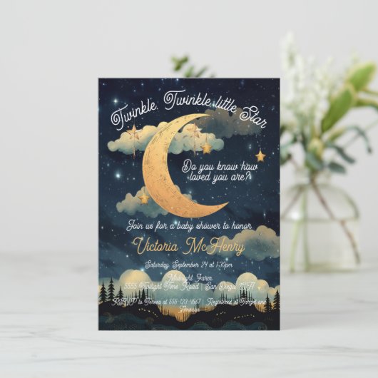 Celestial Twinkle kleine Star Baby shower Kaart (Staand voorkant)