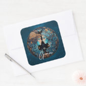 Celestial Twins Zodiac Symbool Zwart Goud Tweeling Vierkante Sticker (Envelop)