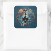 Celestial Twins Zodiac Symbool Zwart Goud Tweeling Vierkante Sticker (Tas)