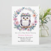 Celestial Uil Wonders: Meisje Baby shower Kaart (Staand voorkant)