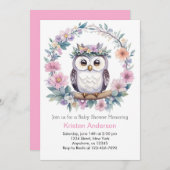 Celestial Uil Wonders: Meisje Baby shower Kaart (Voorkant / Achterkant)