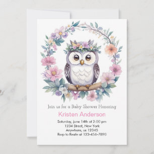 Celestial Uil Wonders: Meisje Baby shower Kaart