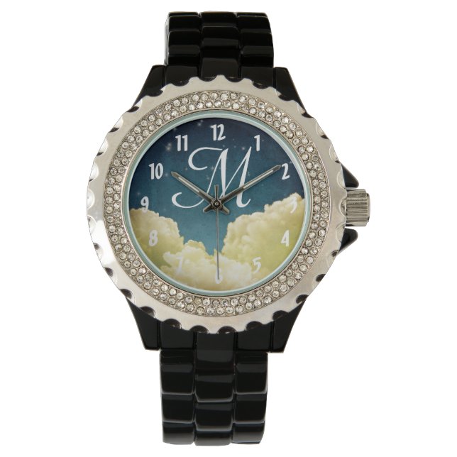 Celestial Uitzicht Stars and Clouds Safari Watch Horloge (Voorkant)