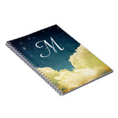 Celestial Uitzicht Stars Monogram Initiaal Notitie Notitieboek (Rechterzijde)