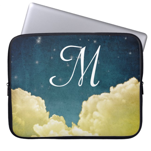 Celestial Uitzicht Sterren Monogram 15"Laptop Hoes (Voorkant)