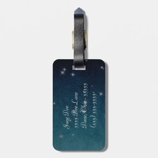 Celestial Uitzicht Sterren Monogram Bagagelabel (Achterkant verticaal)