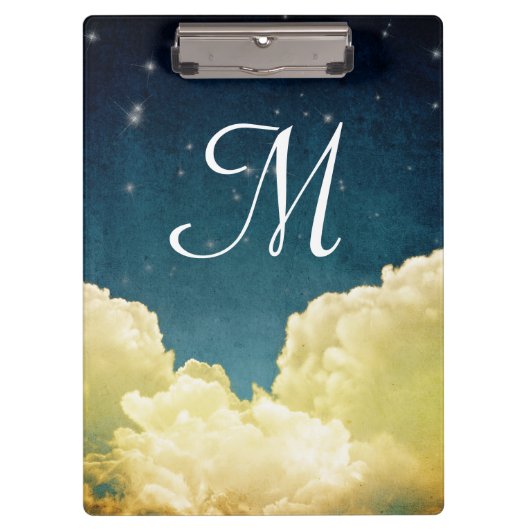 Celestial Uitzicht Sterren Monogram Initiaal Clip Klembord (Voorkant)