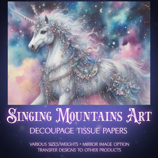 Celestial Unicorn Fairytale Craft Decoupage  Tissuepapier