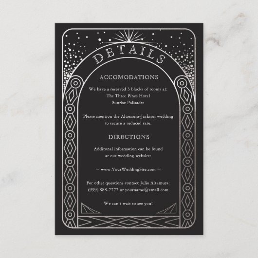 Celestial Union bruiloft details Kaart (zilver) (Voorkant)