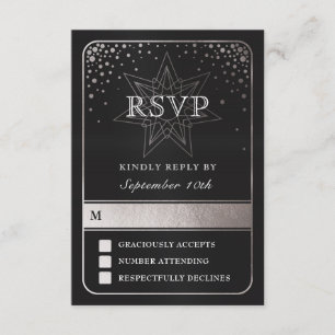 Celestial Union bruiloft RSVP Kaarten (Zilver) Kaartje