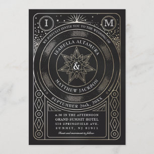 Celestial Union bruiloft uitnodigingen (goud)