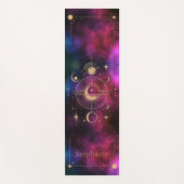 Celestial Universe Monogram Gouden Glitter Bourgog Yogamat (Voorkant)