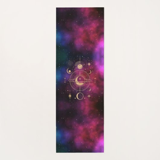 Celestial Universe Monogram Gouden Glitter Bourgog Yogamat (Achterkant)