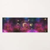 Celestial Universe Monogram Gouden Glitter Bourgog Yogamat (Voorkant (horizontaal))