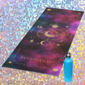 Celestial Universe Monogram Gouden Glitter Bourgog Yogamat