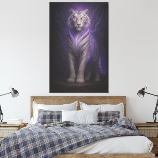 Celestial Violet Lightning Tiger – Silent Storm Gu Canvas Afdruk (Insitu (Slaapkamer))