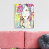 Celestial Vision Girl in de Stars Pop Fantasy Art Canvas Afdruk (Insitu (Woonkamer))