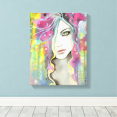 Celestial Vision Girl in de Stars Pop Fantasy Art Canvas Afdruk (Insitu (Houten vloer))