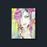 Celestial Vision Girl in de Stars Pop Fantasy Art Canvas Afdruk<br><div class="desc">"Celestial Vision" © Molly Harrison 2012 Uit mijn oorspronkelijke waterverf,  inkt en acrylverf. www.mollyharrisonart.com</div>