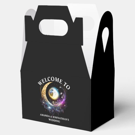 Celestial volle maan 3D sterrennacht sterren magen Bedankdoosjes (Geopend)