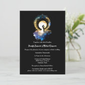 Celestial volle maan paar sterrennacht zwart blauw kaart (Staand voorkant)