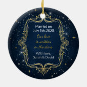 Celestial Vows Personalized Wedding Ornament (Achterkant)