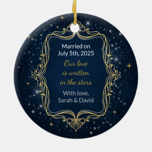 Celestial Vows Personalized Wedding Ornament (Achterkant)