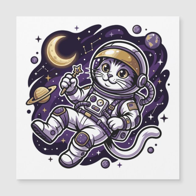 Celestial Voyager: Paarse Ruimtereiziger Kat Ruimt (Voorkant)