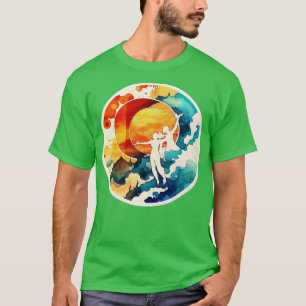 Celestial Waltz Een kleurrijke Abstracte aquarel o T-shirt