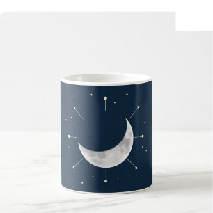 Celestial Watercolor Mok - Diep Marine & Zilver (V