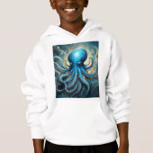 Celestial Waves: De Blauwe Octopus Fractal Art (Voorkant)