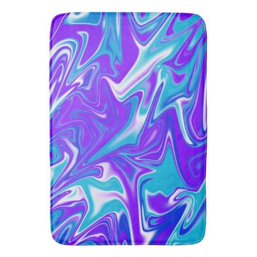 Celestial Waves: het blauw-witte en Paarse marmer Badmat (Voorkant Verticaal)