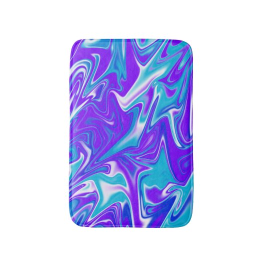 Celestial Waves: het blauw-witte en Paarse marmer Badmat (Voorkant Verticaal)