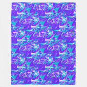 Celestial Waves: het blauw-witte en Paarse marmer Fleece Deken (Voorkant)
